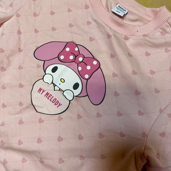 Sanrio My Melody Pink Heart Print Sweatshirt Girls 7-8Y Kawaii Crewneck NWT 28 - Picture 4 of 8